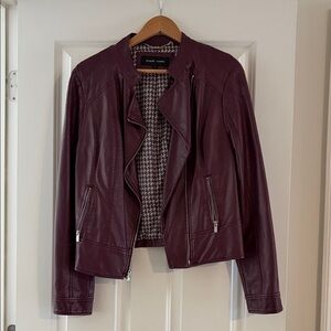 Black Rivet Women's Wine Faux Leather Moto Jacket